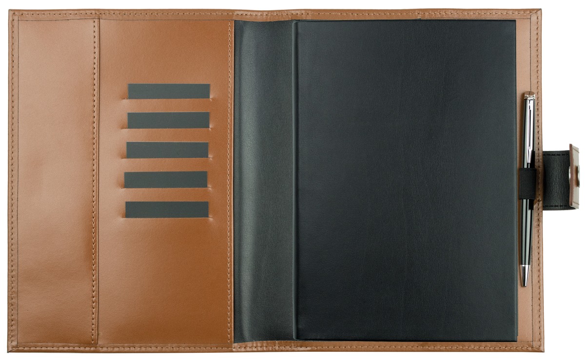 Notizbuch DIN A5 mit Druckknopf | Echtleder | CAMBRIDGE hellbraun